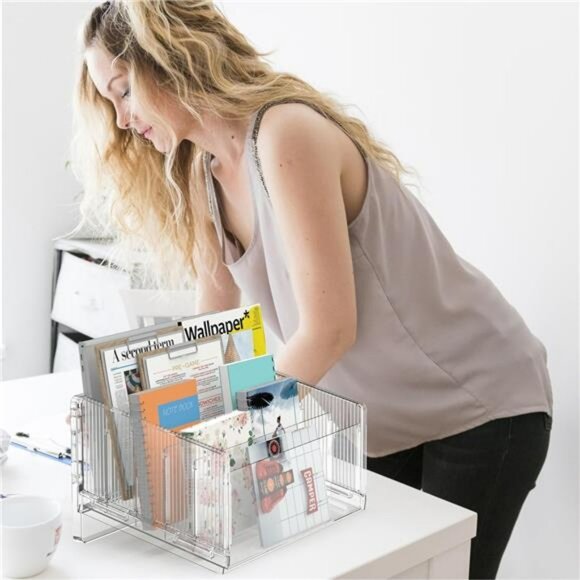 Acrylic file sorter desk organizer 5 section letter tray mail paper holder - Picture 2 of 7